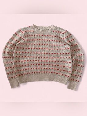 En Creme Women's Beige and Red Knit Floral Sweater